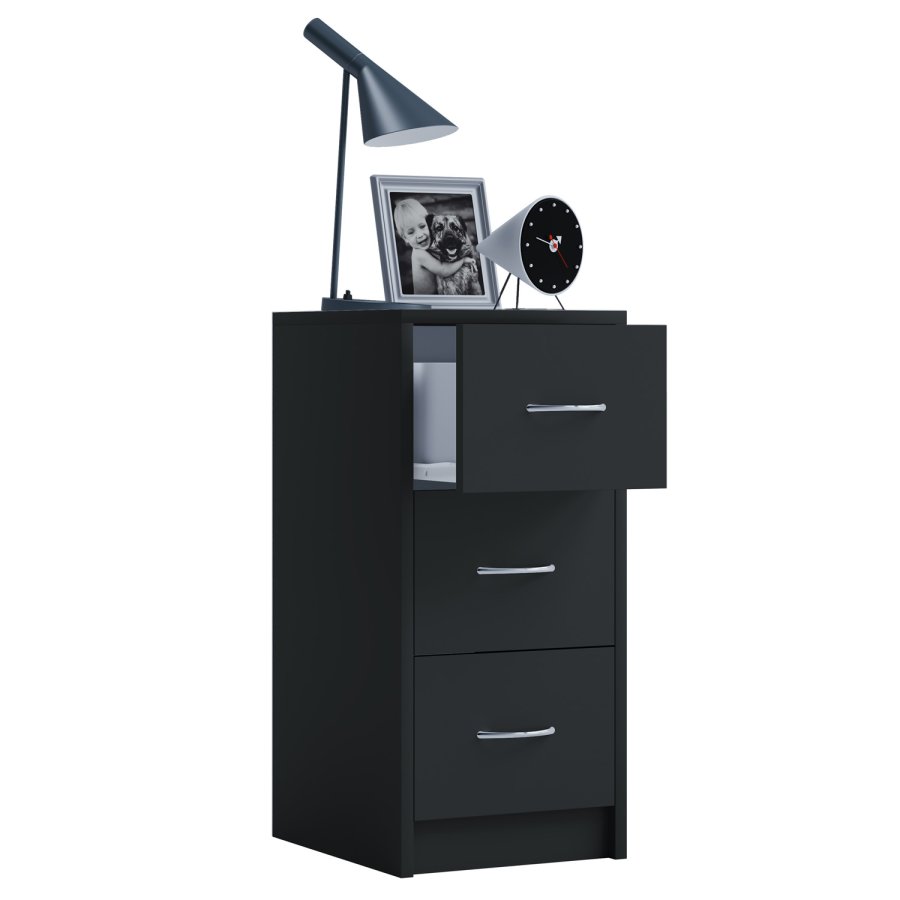 Boxal Maxi sengebord, m. 3 skuffer - sort tr