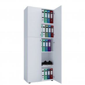 Lona reol, m. 4 lger og 4 hylder - hvid tr