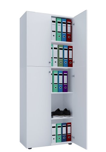 Lona reol, m. 4 lger og 4 hylder - hvid tr