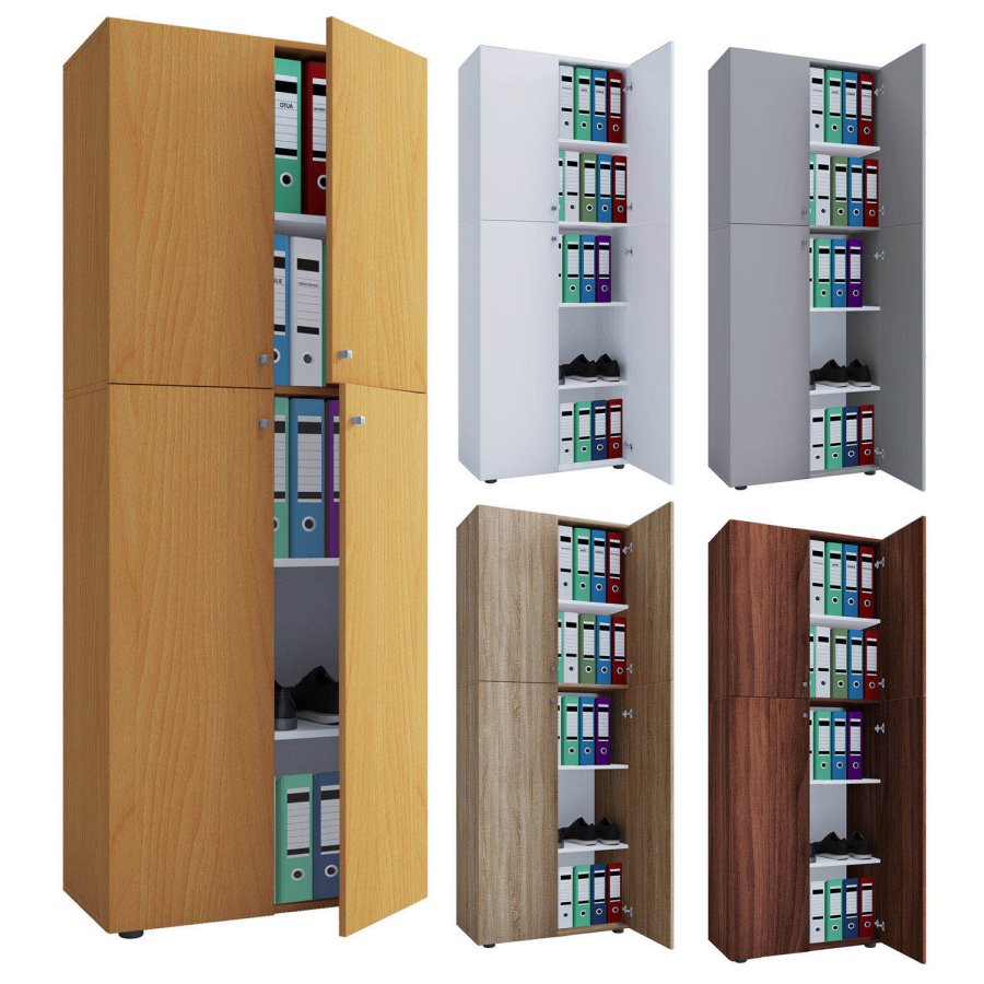 Lona reol, m. 4 lger og 4 hylder - hvid tr