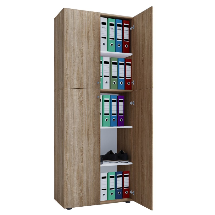 Lona reol, m. 4 lger og 4 hylder - natur tr