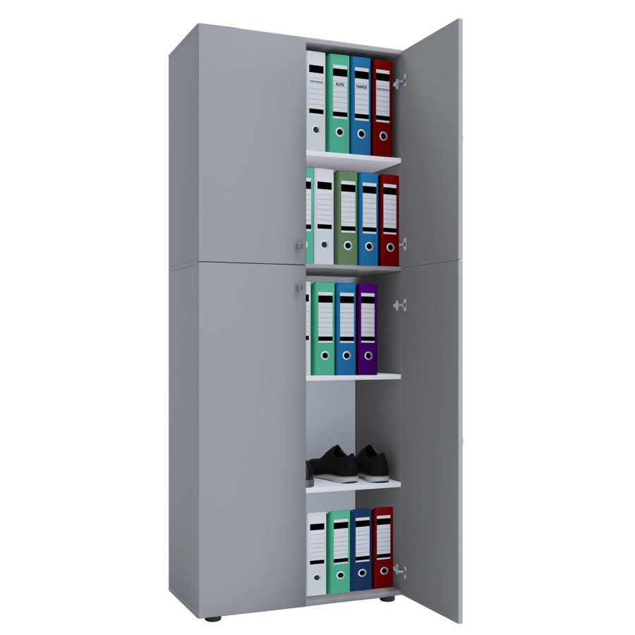 Lona skab, m. 4 lger og 4 hylder - gr tr