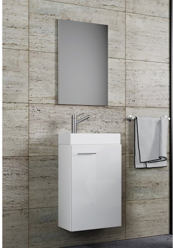 Slito badevrelsesmbelst - spejlglas, keramik og hvid tr