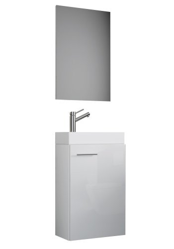 Slito badevrelsesmbelst - spejlglas, keramik og hvid tr