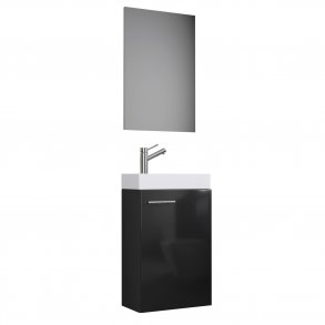 Slito badevrelsesmbelst - spejlglas, keramik og sort tr