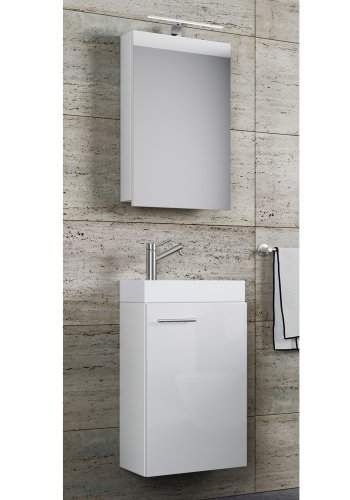 Slito badevrelsesmbelst - spejlglas, keramik og hvid tr