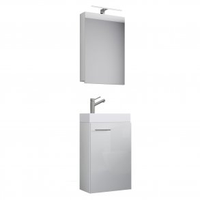 Slito badevrelsesmbelst - spejlglas, keramik og hvid tr