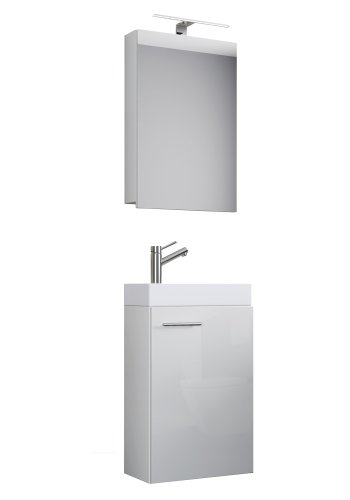 Slito badevrelsesmbelst - spejlglas, keramik og hvid tr