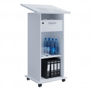 Meeta stende skrivebord, m. hylder og skuffe - hvid tr