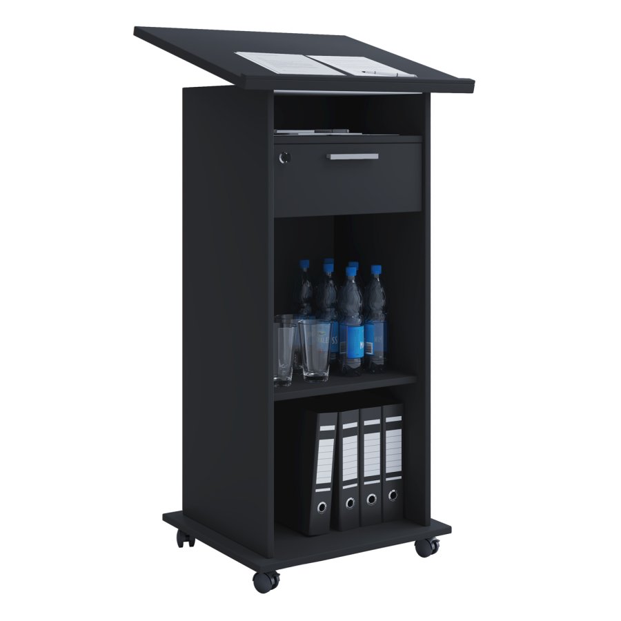 Meeta stende skrivebord, m. hylder og skuffe - hvid tr