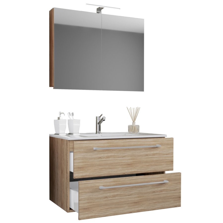 Sentas badevrelsesmbelst - spejlglas, keramik og natur melamin