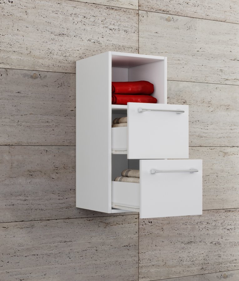 VCB 5 vgskab, m. 1 rum og 2 skuffer - hvid melamin