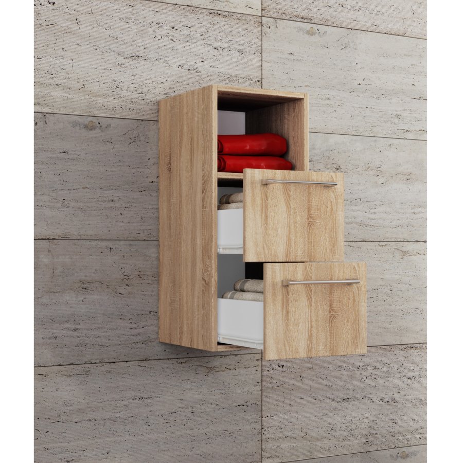 VCB 5 vgskab, m. 1 rum og 2 skuffer - natur melamin