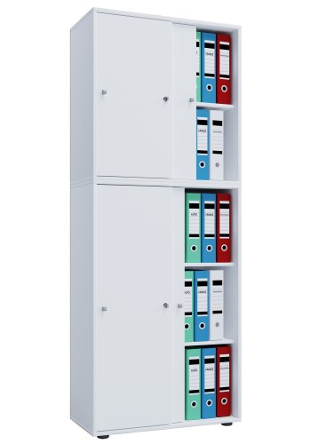 Lona XXL skab, m. 4 skydelger og 3 hylder - hvid tr