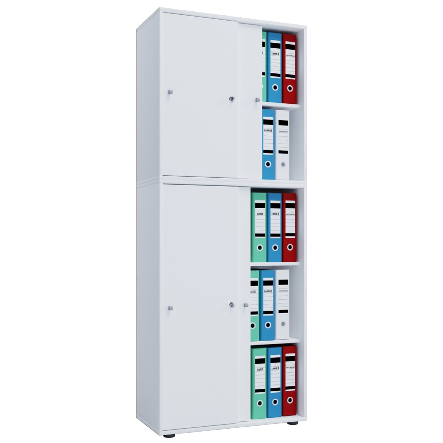 Lona XXL skab, m. 4 skydelger og 3 hylder - hvid tr