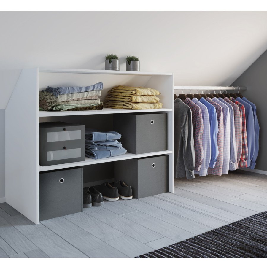 Dacho tjreol til skr vgge, m. 2 hylder og bjlestang - hvid tr