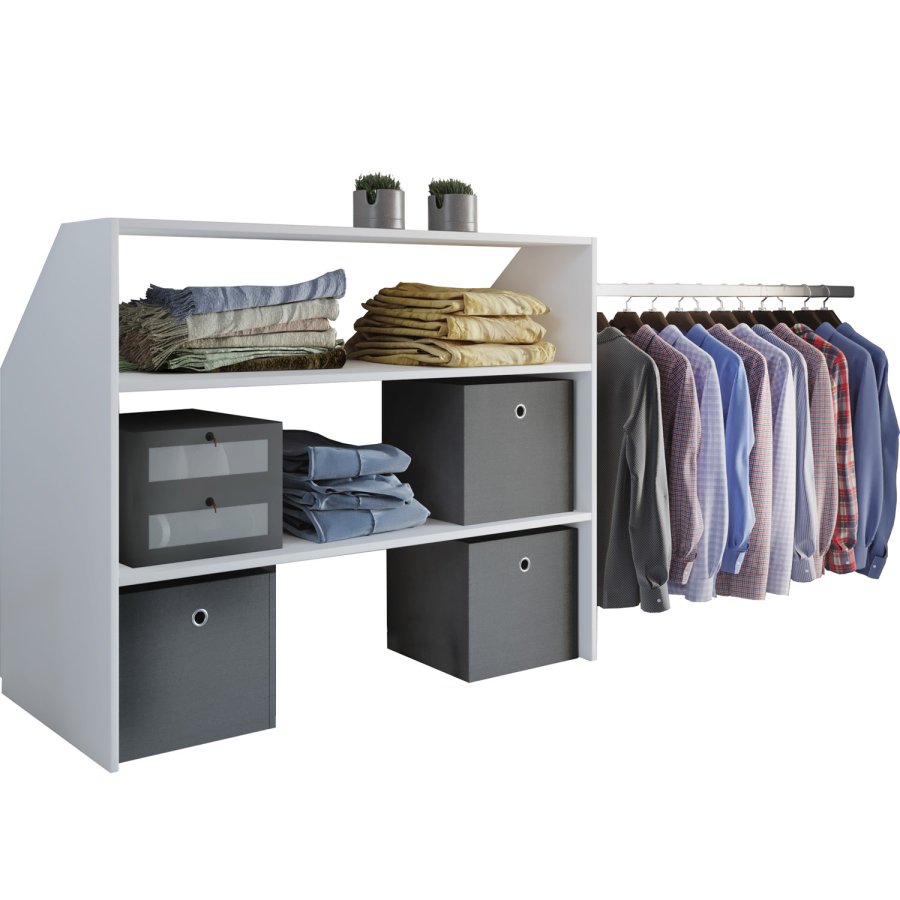 Dacho tjreol til skr vgge, m. 2 hylder og bjlestang - hvid tr