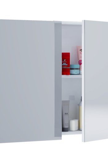 VCB 1 spejlkabinet vgskab, m. 2 lger og 1 hylde - spejlglas og hvid melamin