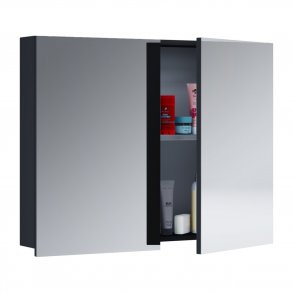 VCB 1 spejlkabinet vgskab, m. 2 lger og 1 hylde - spejlglas og sort melamin 