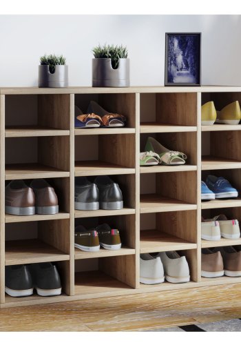 Hinsol L skoskab, m. 20 hylder - natur tr�