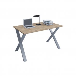 Lona X-feet skrivebord - natur tr og slvgr metal (80x50) 