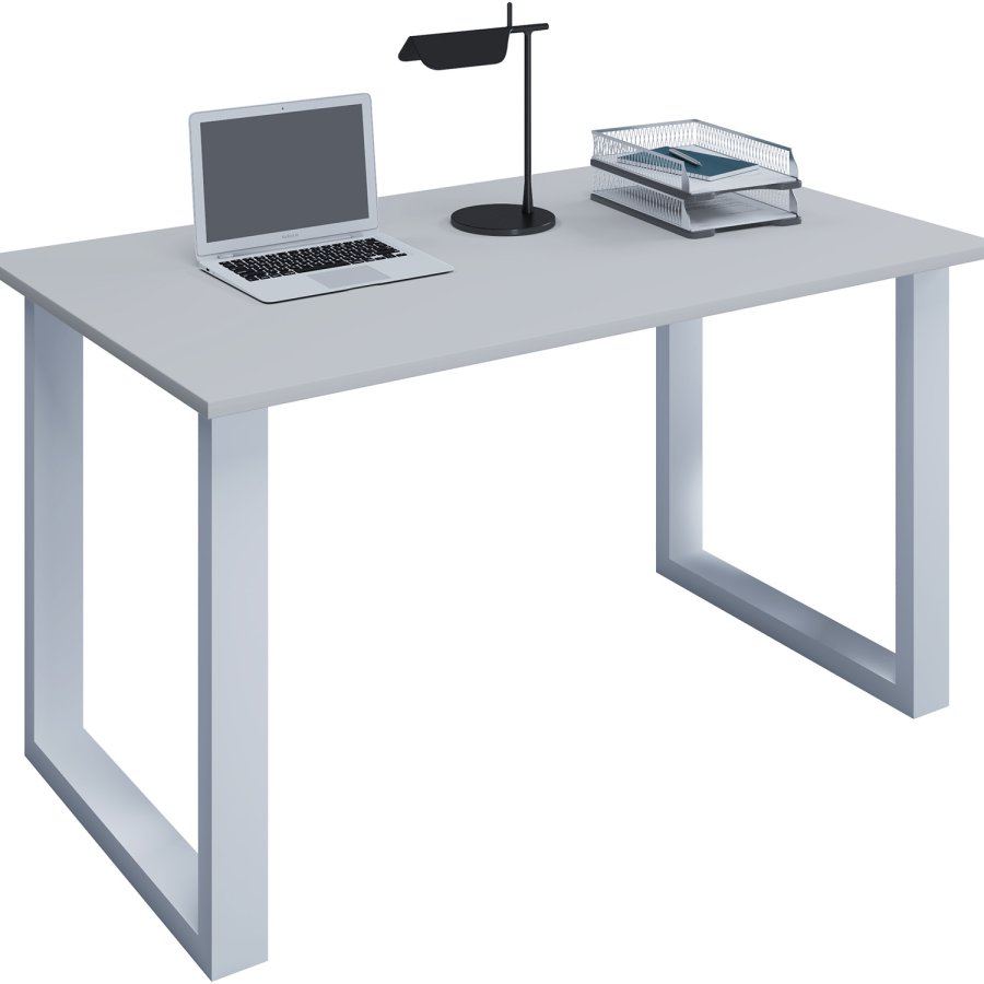 Lona U-feet skrivebord - gr tr og hvid metal (110x50) 