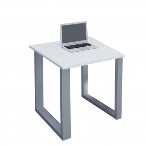 Lona U-feet skrivebord - hvid tr og slvgr metal (80x80) 