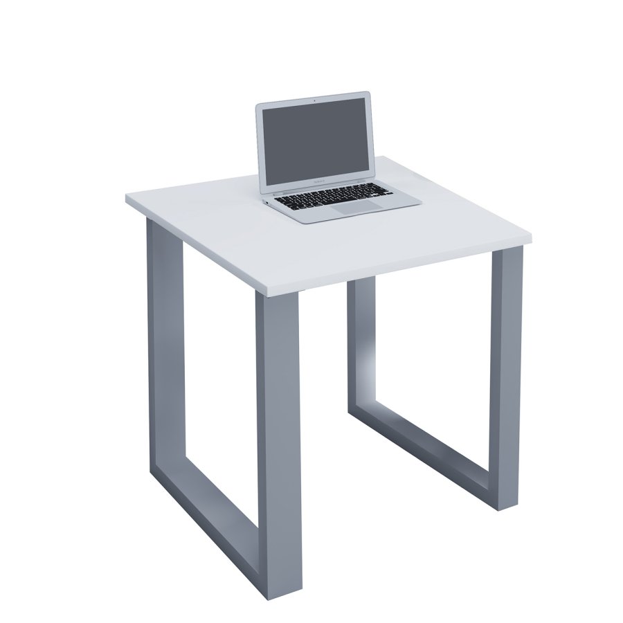 Lona U-feet skrivebord - hvid tr og slvgr metal (80x80) 