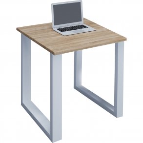 Lona U-feet skrivebord - natur tr og hvid metal (80x80) 