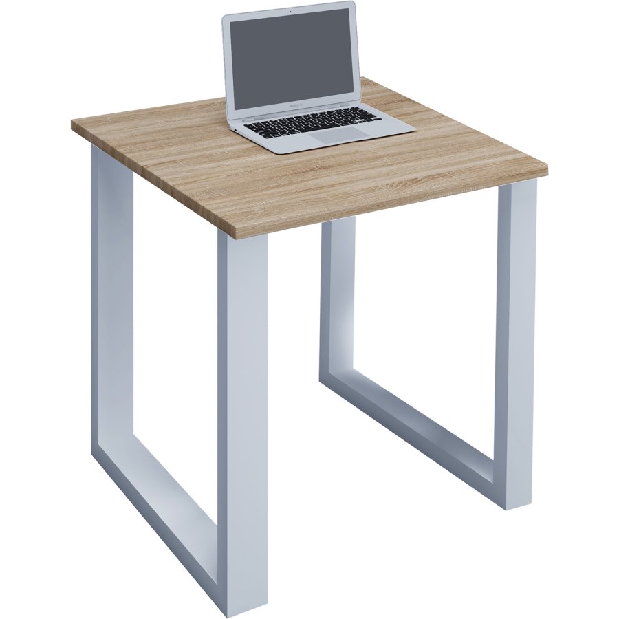 Lona U-feet skrivebord - natur tr og hvid metal (80x80) 