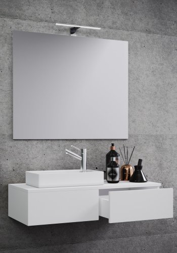 Gudas badevrelsesmbelst - spejlglas, keramik og hvid melamin