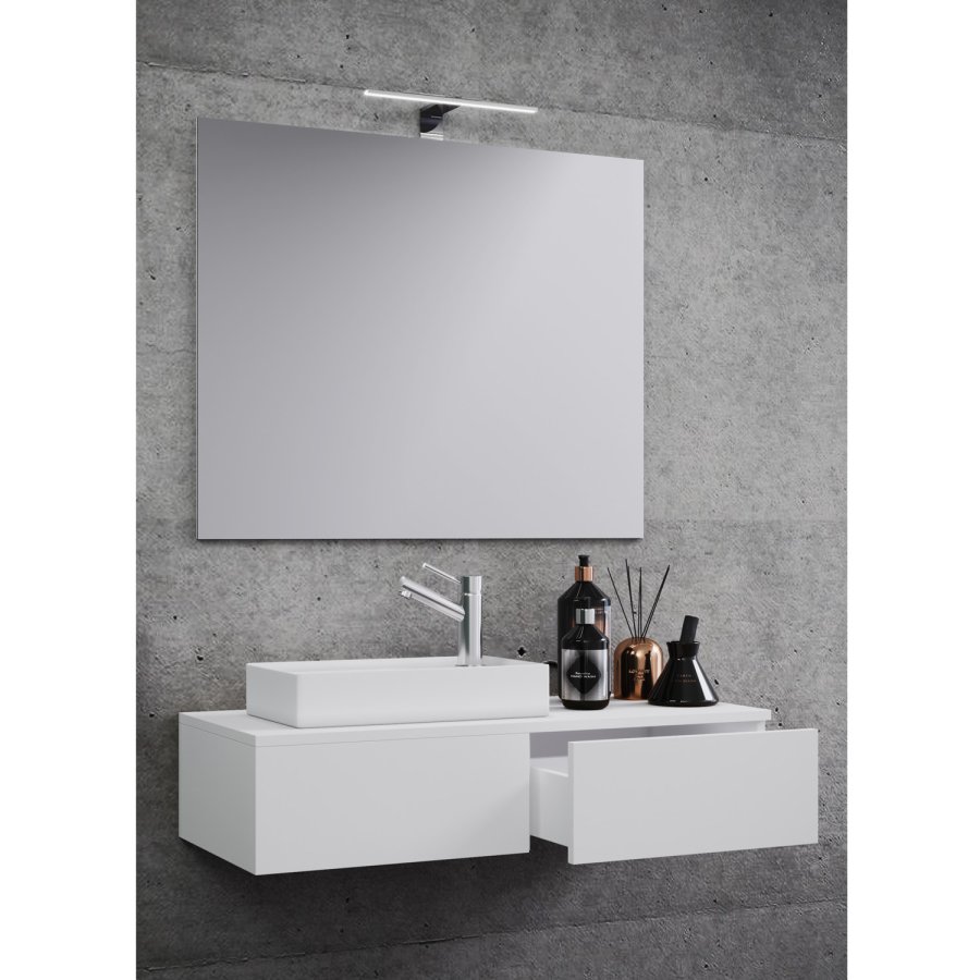 Gudas badevrelsesmbelst - spejlglas, keramik og hvid melamin