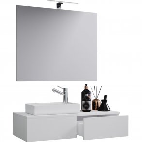 Gudas badevrelsesmbelst - spejlglas, keramik og hvid melamin