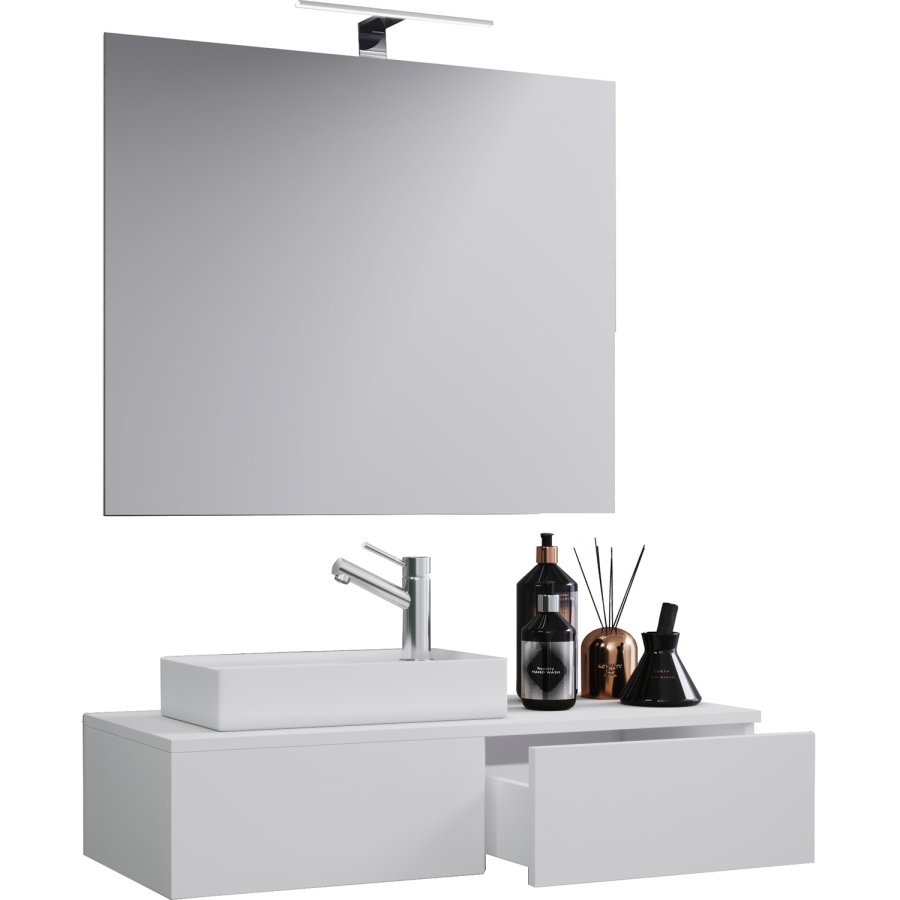 Gudas badevrelsesmbelst - spejlglas, keramik og hvid melamin