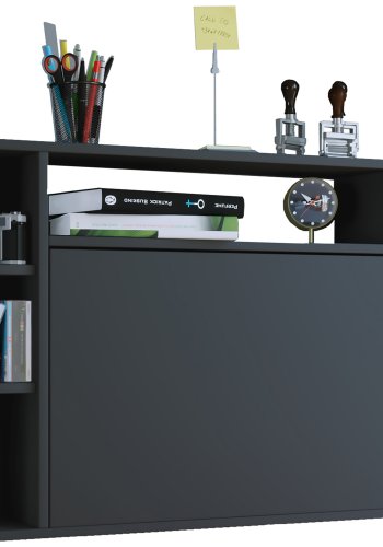 Wandila skrivebord til vggen, m. hylder - sort tr