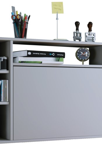 Wandila skrivebord til vggen, m. hylder - gr tr