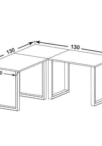 Lona U-feet hjrneskrivebord - natur tr og slvgr metal (130x130x50) 