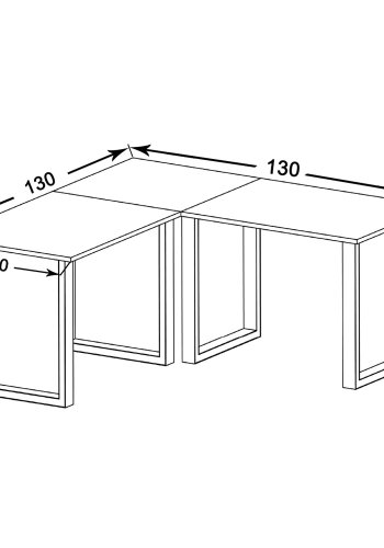 Lona U-feet hjrnebord - hvid tr og metal (130x130x50)
