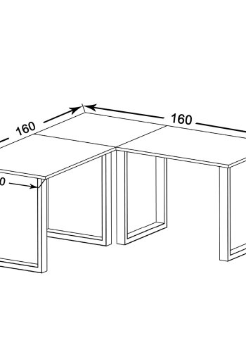 Lona U-feet hjrneskrivebord - hvid tr og metal (160x160x80)