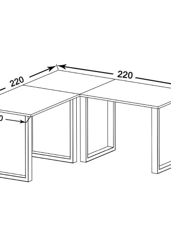 Lona U-feet hjrneskrivebord - natur tr og hvid metal (220x220x80)