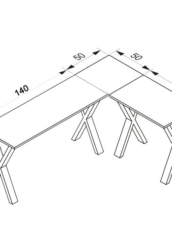 Lona X-feet hjrneskrivebord - natur tr og slvgr metal (190x160x50)