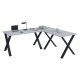 Lona X-feet hjrneskrivebord - gr tr og sort metal (160x130x50)
