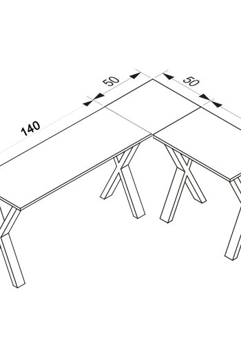 Lona X-feet skrivebord - hvid tr og sort metal (190x130x50) 
