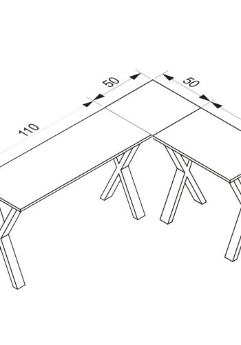 Lona X-feet hjrneskrivebord - hvid tr og metal (160x130x50)