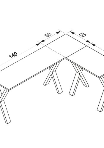 Lona X-feet hjrneskrivebord - hvid tr og metal (190x130x50)