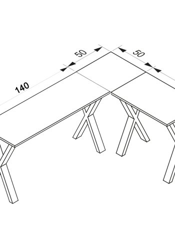 Lona X-feet hjrneskrivebord - hvid tr og metal (190x160x50) 