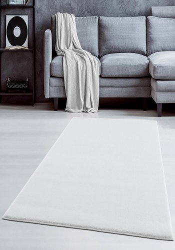 TEPPI HMFPUFY-1 gulvtppe, rektangulr - hvid polyester (60x100)