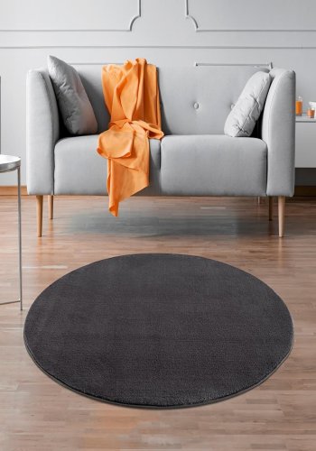 TEPPI HMFPUFY-4 gulvtppe, rund - antracitgr polyester (60)