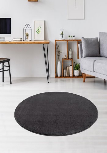 TEPPI HMFPUFY-4 gulvtppe, rund - antracitgr polyester (60)