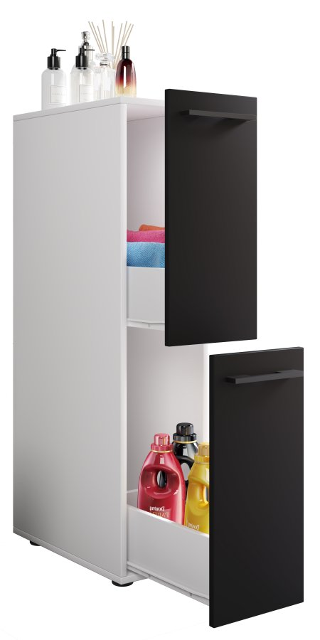 VCM NORDIC Sadilo L badevrelse rumdeler, m. 2 skuffer - hvid og sort tr